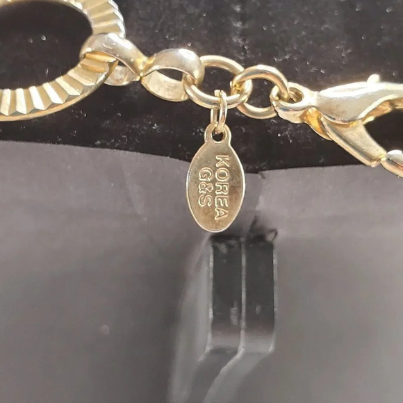 Vintage Korea G&S Gold Tone Statement Necklace Adjustable 27  To 42 inch Length - Picture 8 of 10